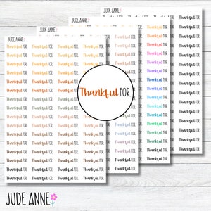 Gratitude Planner Stickers, Thankful Planner Stickers, Bujo Script Stickers