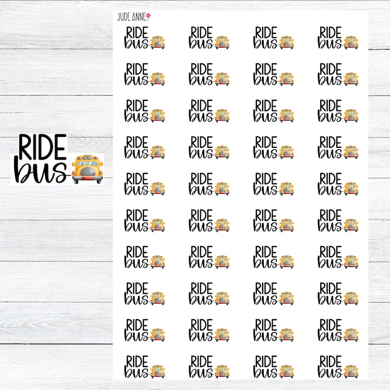 School Bus Planner Stickers, Cute School Bus Icon Stickers, School ...