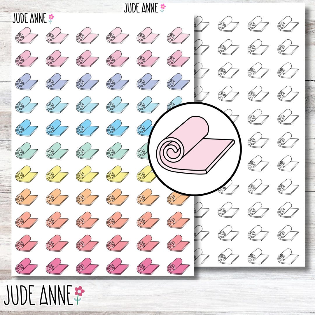 Yoga Mat Planner Stickers – Rainbow Pastel Workout Icons | Functional ...