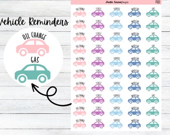 Car Service Planner Stickers | Vehicle Reminder Planner Stickers | Oil Change | Service Vehicle