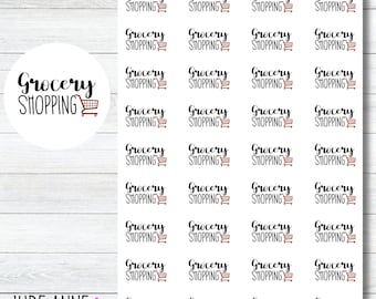 Grocery Shopping Planner Stickers, Grocery Cart Icon for Planners, Minimalist Stickers, Chore Reminders, Grocery Day Stickers