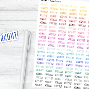 Workout Planner Stickers, Multi-Colored Workout Planning Stickers, Workout Text Sheet