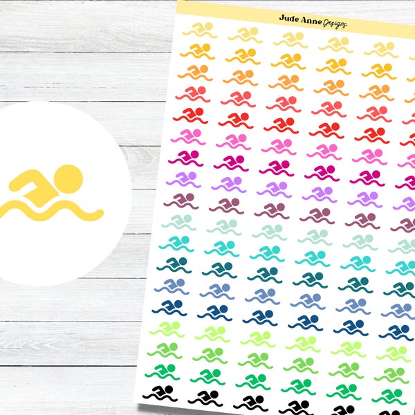 Swim Planner Stickers | Swimming Lesson Planner Stickers | Functional Stickers
