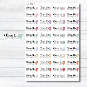 Clean Bathroom Planner Stickers, Bathroom  Planner Stickers, Chore Stickers
