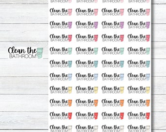 Clean Bathroom Planner Stickers, Bathroom  Planner Stickers, Chore Stickers