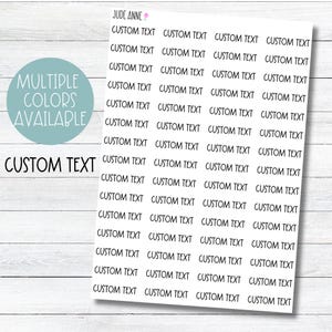 Custom Text Stickers, Color Options, Sticker Sheets, Custom Script, Organization Stickers, Bujo Stickers, Journaling Script Stickers