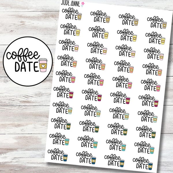 Coffee Date Planner Stickers, Cute Coffee Stickers, Functional Stickers, Minimalist Coffee Stickers