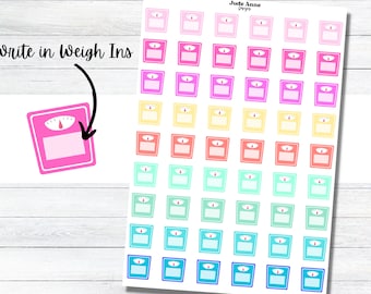 Scale Planner Stickers | Weight Tracker Stickers | Functional Sticker Sheet | Colorful Planner Stickers | Planners