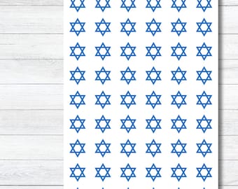 Star of David Stickers | Blue Jewish Star Planner Stickers | Hanukkah Stickers | Judaica Stickers | 0.5" Tall
