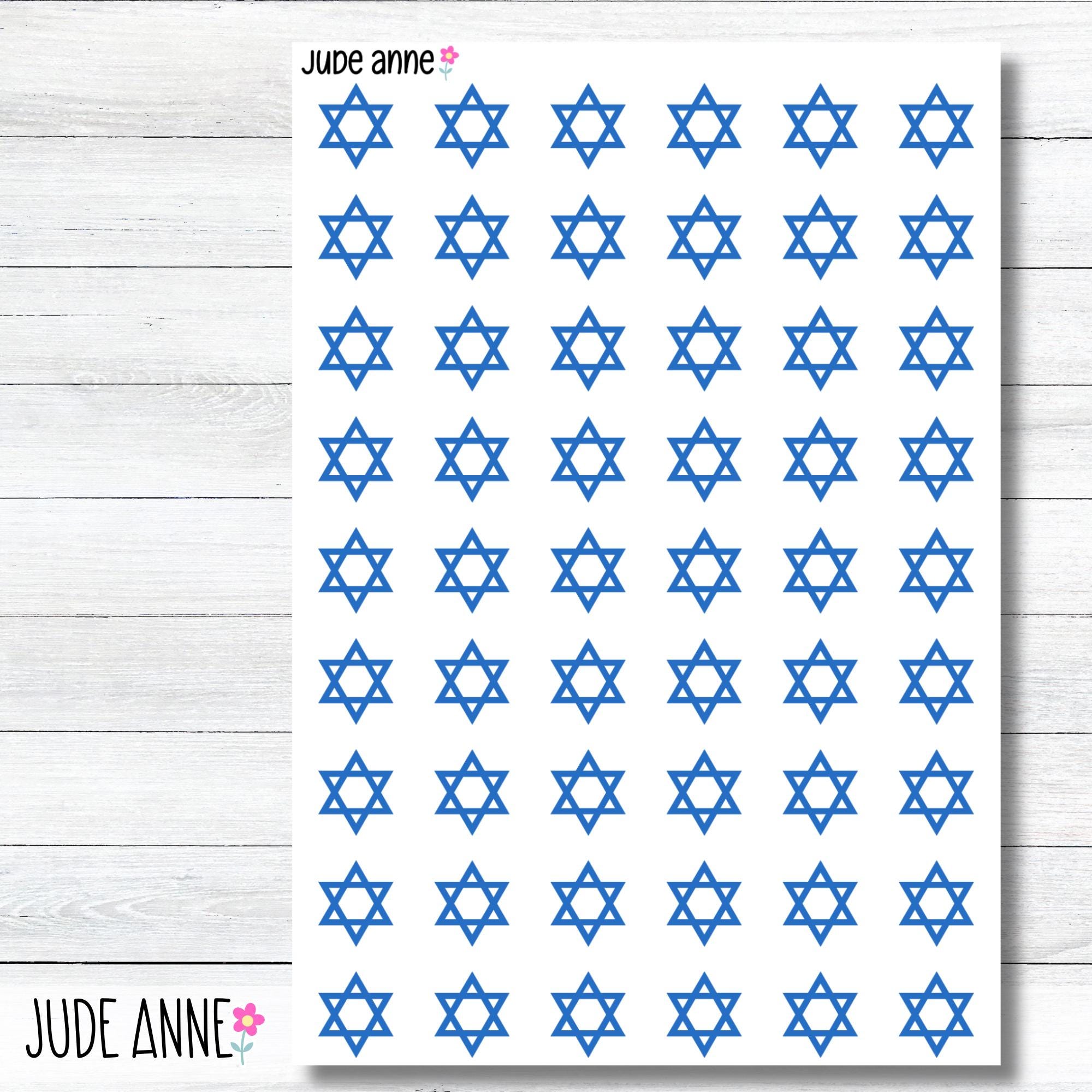 Star of David Stickers | Blue Jewish Star Planner Stickers | Hanukkah ...