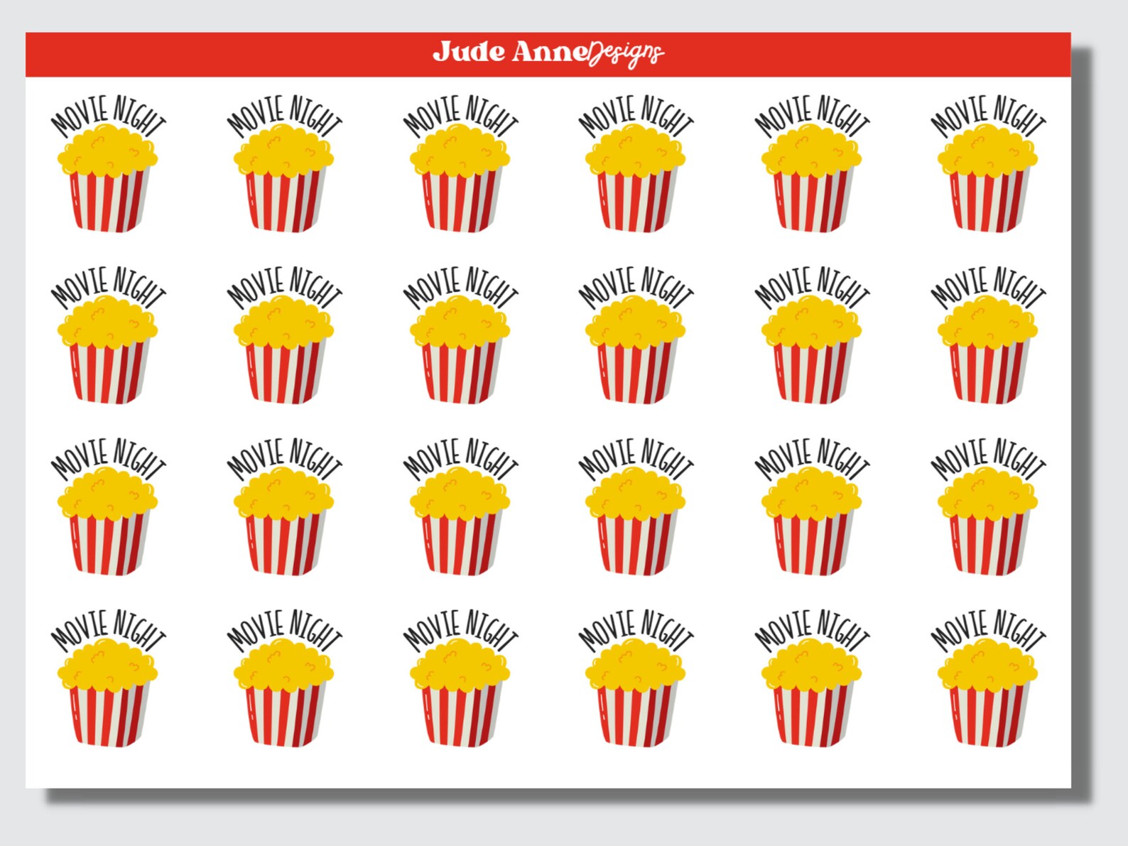 Movie Night Planner Stickers | Popcorn Sticker Sheet | Movie Planning ...