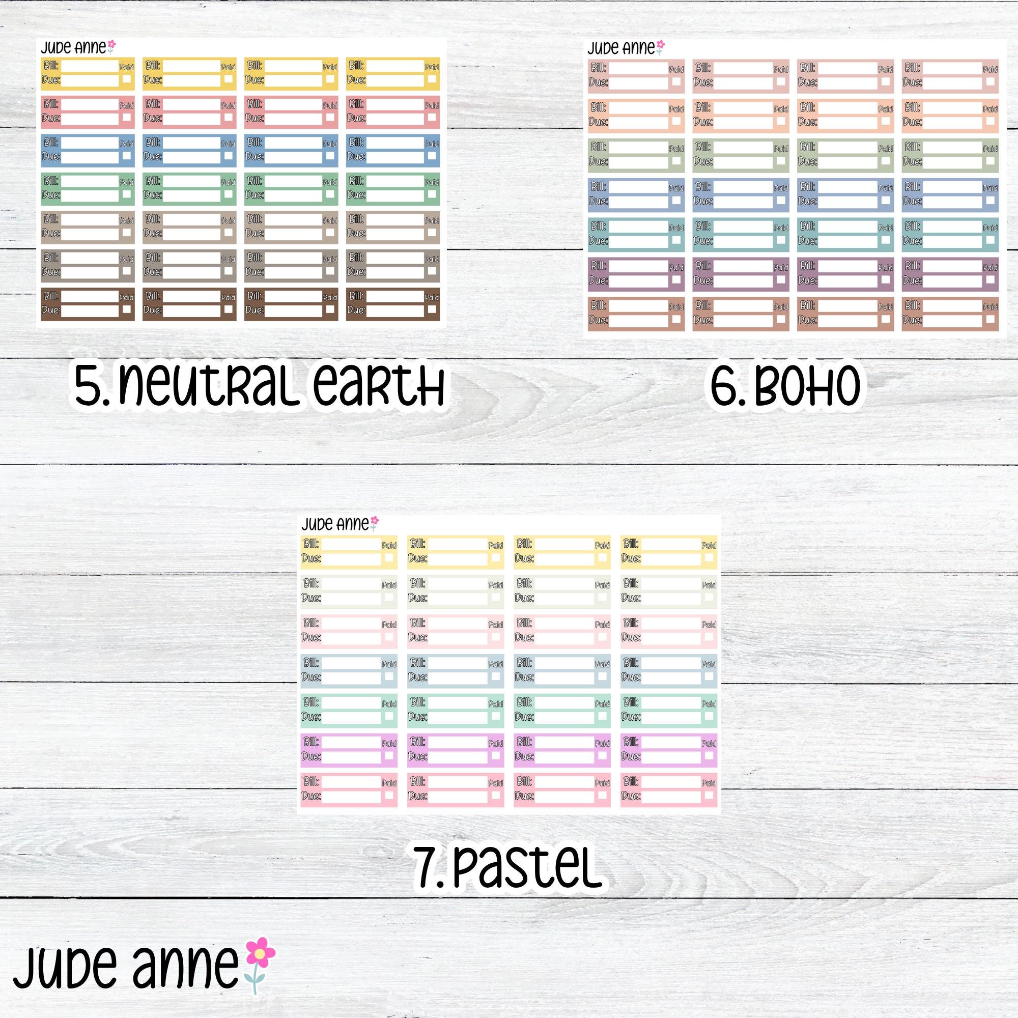 Bill Due Planner Stickers | Monthly Bill Tracker Stickers | Paid Bill ...