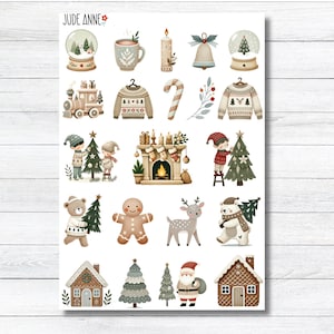 Cute Christmas Decor Sheet, Christmas Planner Stickers, Bujo Christmas Stickers