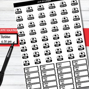 Soccer Planner Stickers, Functional Stickers, Sports Stickers for Planner, Planning for Kids Sports, Soccer Calendar Stickers, Game Time