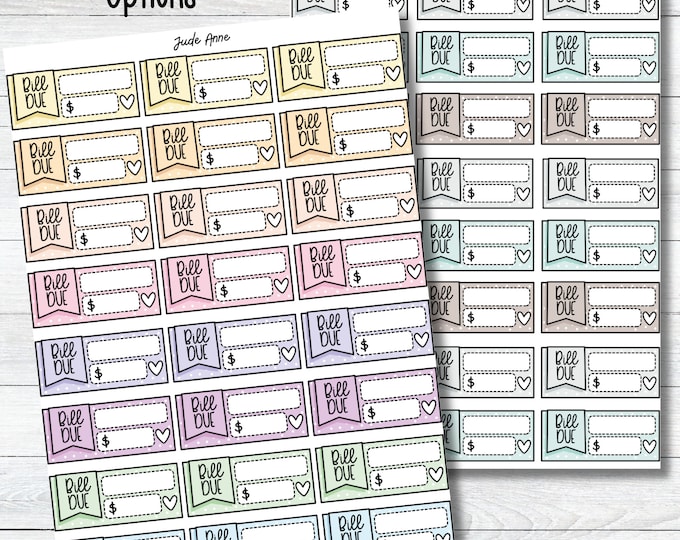 Bill Due Planner Stickers, Bill Pay Stickers, Budget Planner Stickers ...