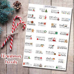 Christmas Planner Stickers, Holiday Event Stickers, December Planner Stickers, Holiday Planner Stickers, Bujo and Calendars