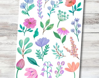 Flower Decorative Planner Stickers, Functional Stickers, Spring Deco Stickers, Bujo Stickers, Note Tracking