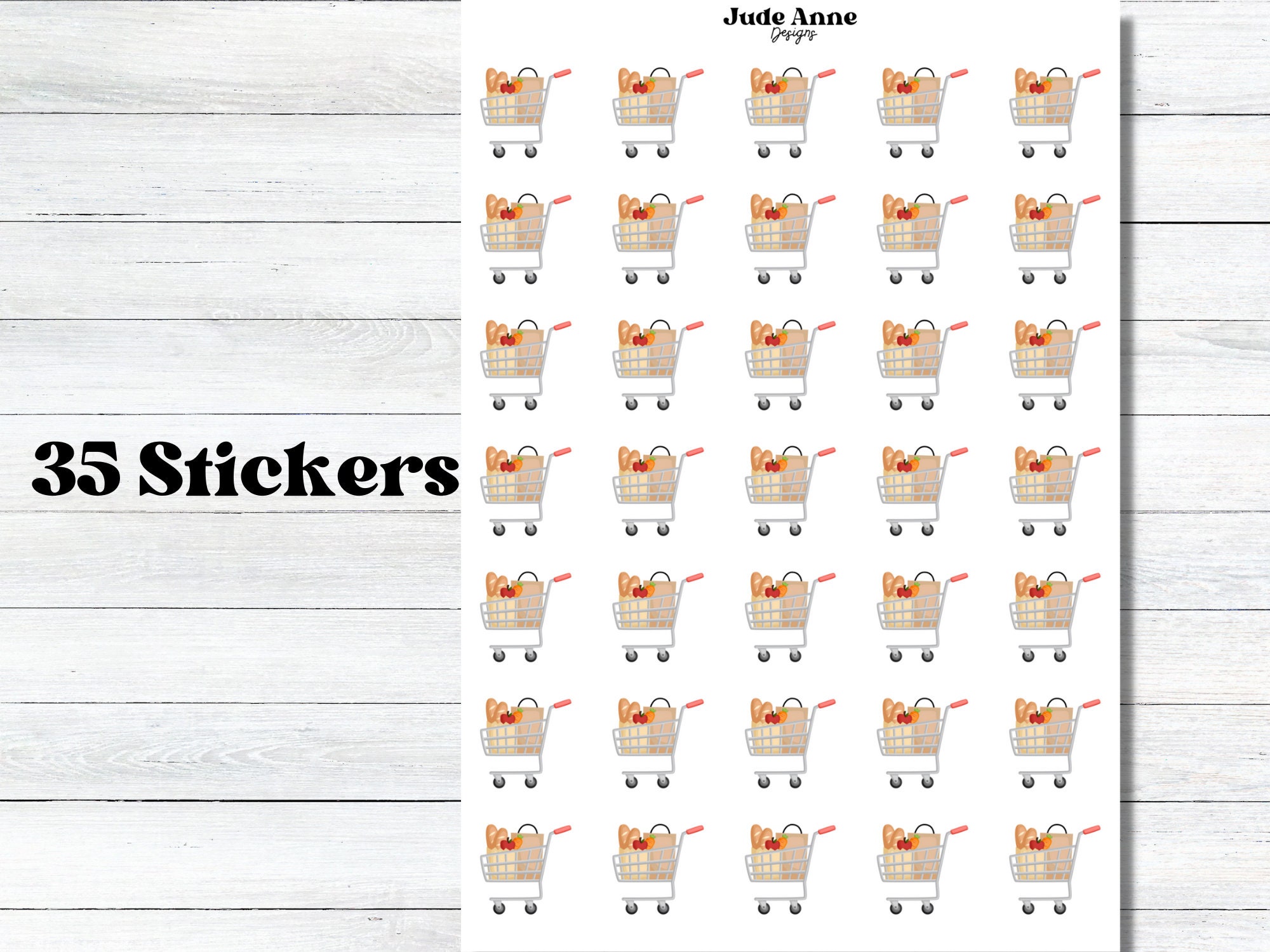 Cart Button Sticker Grocery Cart Stickers, Planner Sticker Sheet, Functional Sticker, Icon ...