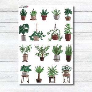 Pegatinas del planificador de plantas, pegatinas lindas del planificador de cactus, pegatinas de plantas de iconos, pegatinas de diario de balas