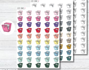 Dishwasher Planner Stickers, Wash Dishes Stickers, Chores Stickers for Planners, Calendars, Bujo