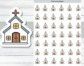 Church Planner Stickers, Cute Church Reminder Stickers, Icon Planner Stickers, Hand Drawn Functional Planner Stickers
