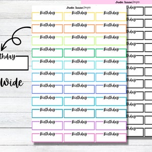 Birthday Planner Stickers, Birthday Reminders, Cute Planner Stickers, Birthday Reminder Icons for Planners, Birthday Date Reminders