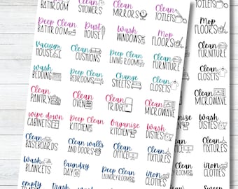 Cleaning Planner Stickers, Deep Clean Planner Stickers, Chore Stickers