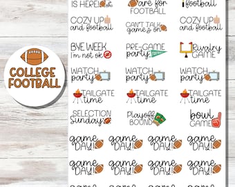 College Football Planner Stickers, Fall Football Stickers for Planner, Football Calendar Stickers, Game Time