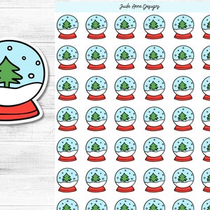 Snow Globe Christmas Stickers (1/2&quot;), Christmas Planner Stickers, Christmas Sticker Sheet, Planner Holiday Stickers, Bullet Journal Stickers
