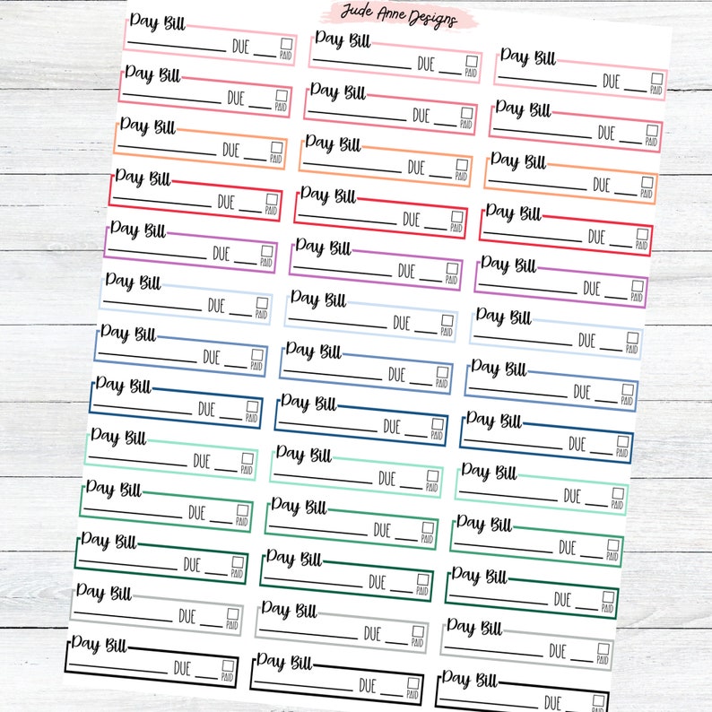 Bill Due Planner Stickers, Budgeting Stickers, Functional Bill Reminder ...