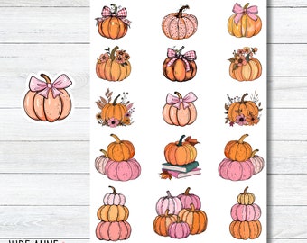 Pumpkin Planner Stickers, Fall Sticker Sheet, Calendar, Aesthetic Pumpkin Stickers