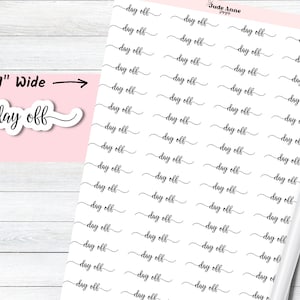 Day Off Script Sticker (60), Script Sticker for Planners, Bujo Sticker Sheet, Stickers for Planners