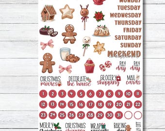 December Monthly Kit Planner Stickers, Christmas Deco Planner Kit, Christmas Themed Stickers