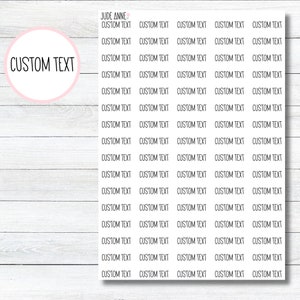Custom Text Stickers, Color Options, Transparent or White Matte, Custom Script, Organization Stickers, Bujo Stickers