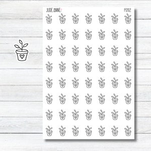 Pegatinas del planificador de plantas de agua, pegatinas lindas del planificador, pegatinas de plantas de iconos, hoja de pegatinas para la planificación, pegatinas de diario de balas