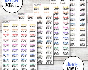 Dinner Date Lunch Date Planner Stickers, Colorful Planner Stickers