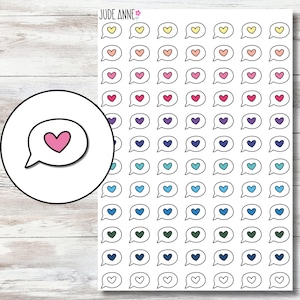 Pegatinas para planificador con burbujas de diálogo y corazón / Pegatinas para planificador con citas / Pegatinas para planificador lindas