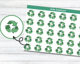 Recycle Planner Stickers | Mini Recycle Sticker Sheet | Planning Stickers | Bullet Journaling | Bujo | Calendar Stickers