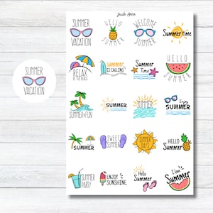 Pegatinas de decoración veraniega para planificador, set de pegatinas con frases veraniegas, pegatinas bonitas, citas veraniegas