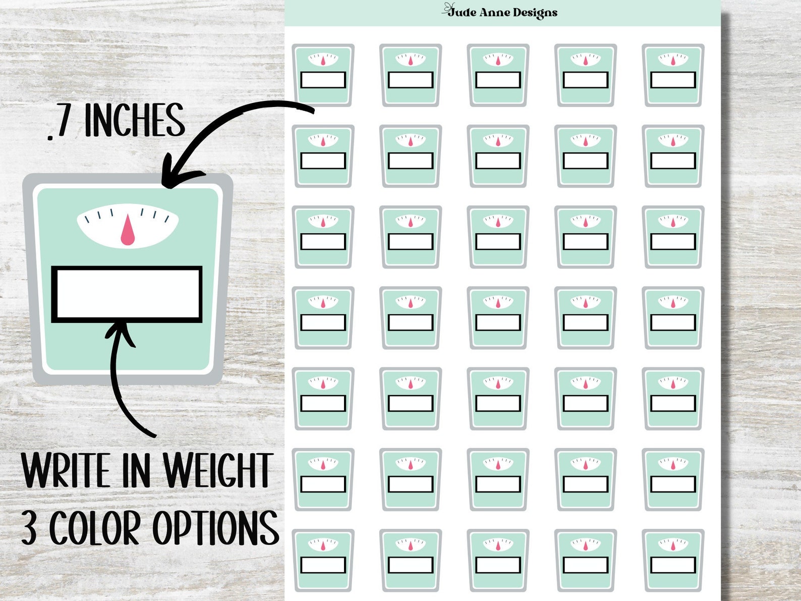 Waight Sticker Planner Stickers, Cute Weight Tracker, Write in Weight Stickers, 35 ...