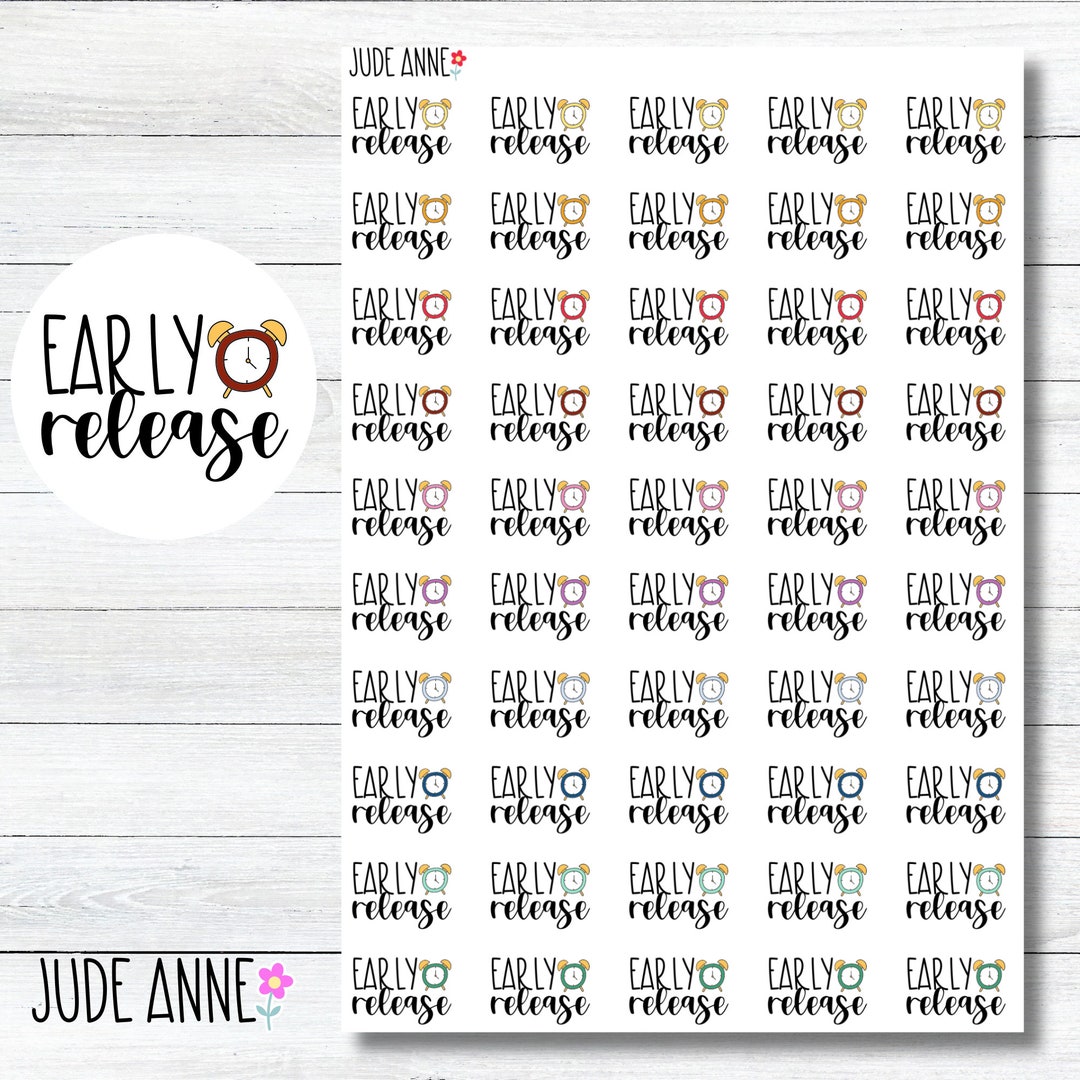 Early Release Planner Stickers, School Planner Stickers, Teacher ...