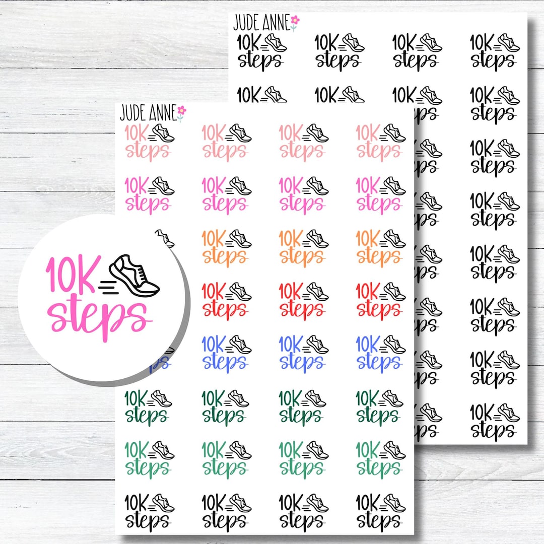 10K Steps Planner Stickers | Fitness Planner Stickers | Walking Tracker ...