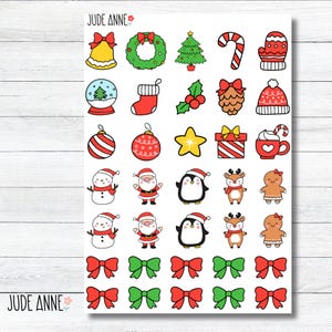 Christmas Planner Stickers, Christmas Icon Stickers, Sticker Sheet, Planner Holiday Stickers, Bullet Journal Stickers