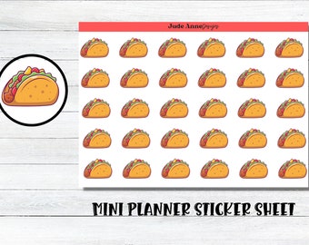 Stickers planificateur de nuit Tacos | Feuille d'autocollants pour tacos | Autocollants de planification | Bullet Journaling | Bujo | Stickers calendrier