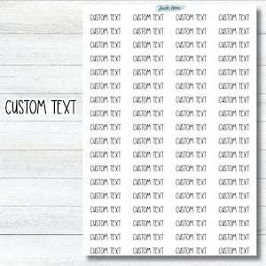 Custom Text Stickers, Color Options, Sticker Sheets, Custom Script, Organization Stickers, Bujo Stickers, Journaling Script Stickers