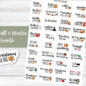 Fall Event Planner Stickers, Winter Events, Holiday Planner Stickers, Bujo and Calendars