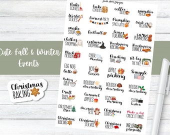 Fall Event Planner Stickers, Winter Events, Holiday Planner Stickers, Bujo and Calendars