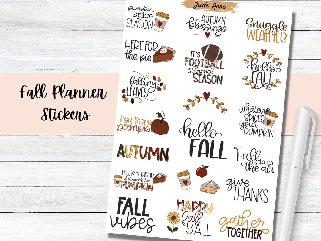 Fall Sayings Planner Stickers, Cute Fall Sticker Set, Cute Stickers ...