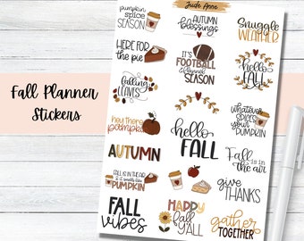 Fall Sayings Planner Stickers, Cute Fall Sticker Set, Cute Stickers, Fall Quotes