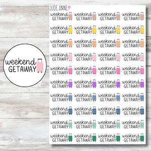Stickers week-end escapade, stickers vacances pour calendrier, agenda ou Bujo